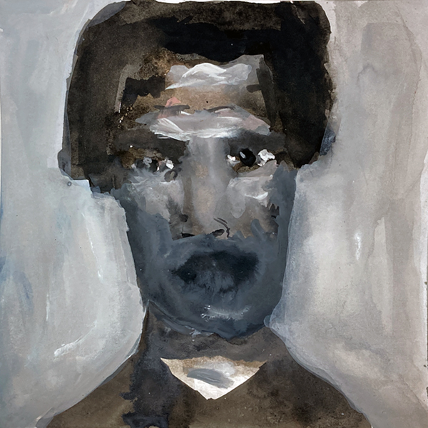 Black & white gouache portrait painting of a man – Soldiering On – Katie  Jeanne Wood